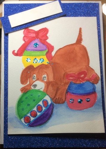 Sandra P, Christmas card, watercolour.